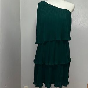 Zara Dark Green One-Shoulder Dress